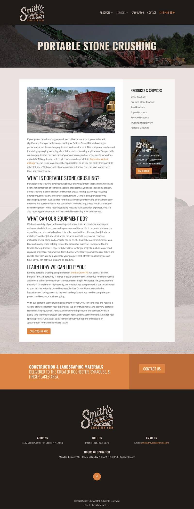 Smiths Gravel Pit website Design